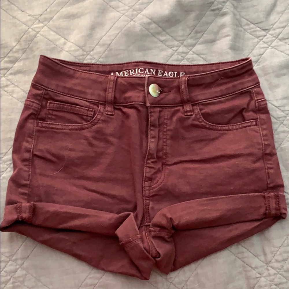 american eagle size 0 jean shorts maroon